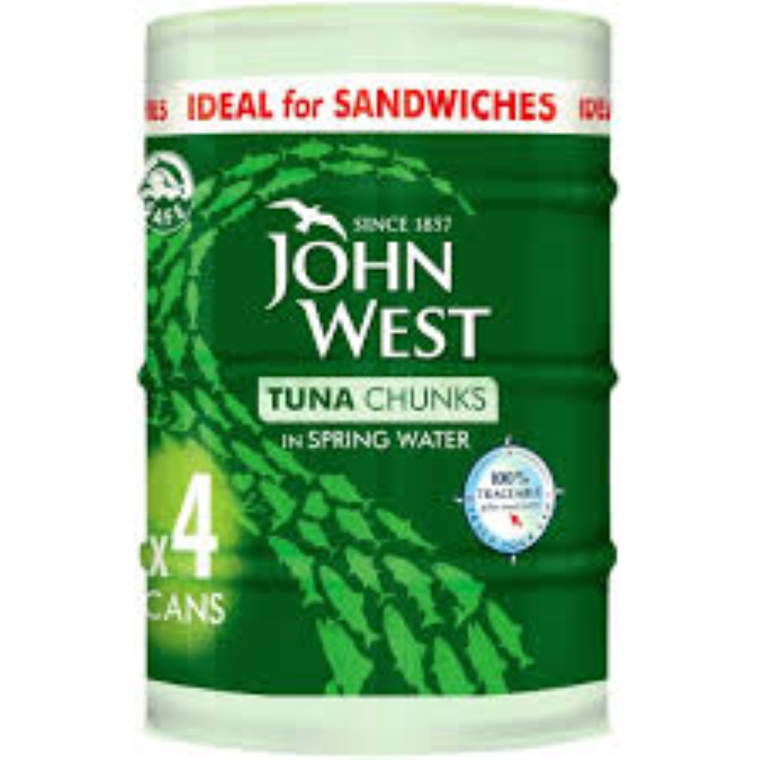 JOHN WEST TUNA CHUNKS IN SPRING WATER 4X132G